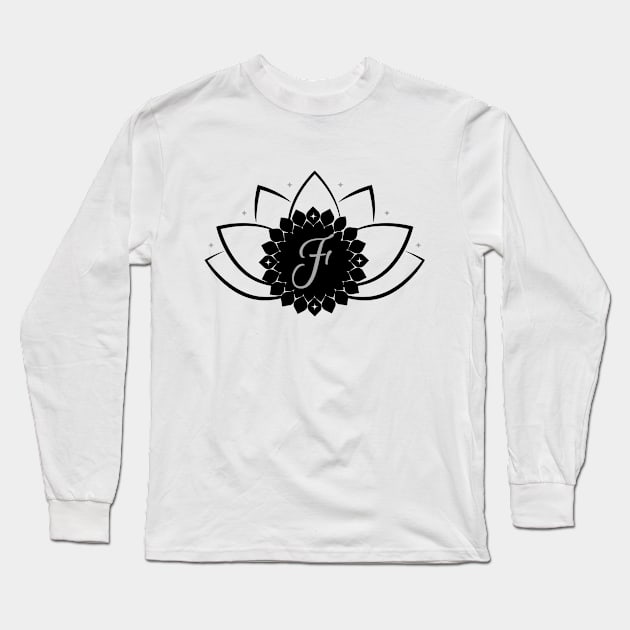 F - Lotus Flower Monogram Long Sleeve T-Shirt by Mazzlo Shop